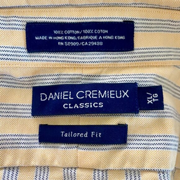 Daniel Cremieux Classics Yellow Blue Long Sleeve Button Down Shirt Mens Large - Picture 6 of 7